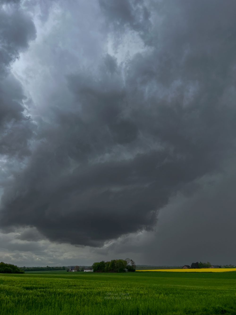 Dieses Bild zeigt die Wallcloud welche sich unterhalb der kleinen Mesozyklone entwickelt hat. 